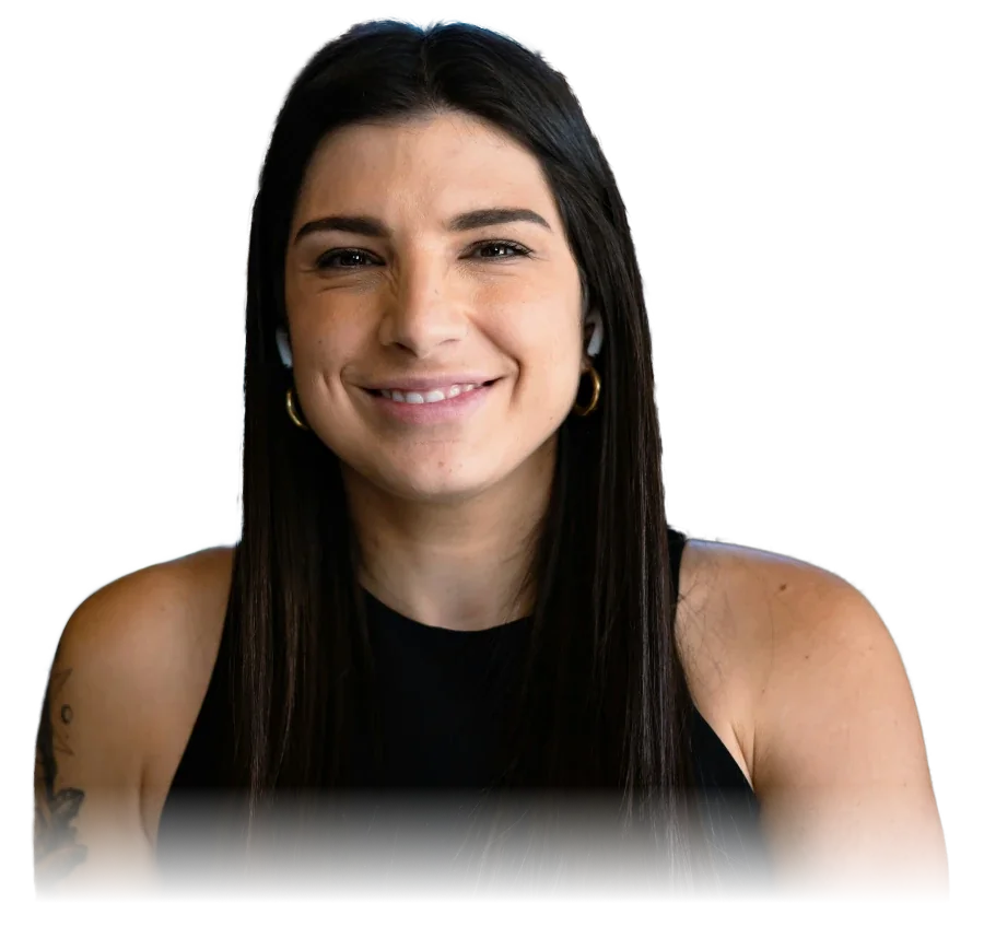 The woman smiling